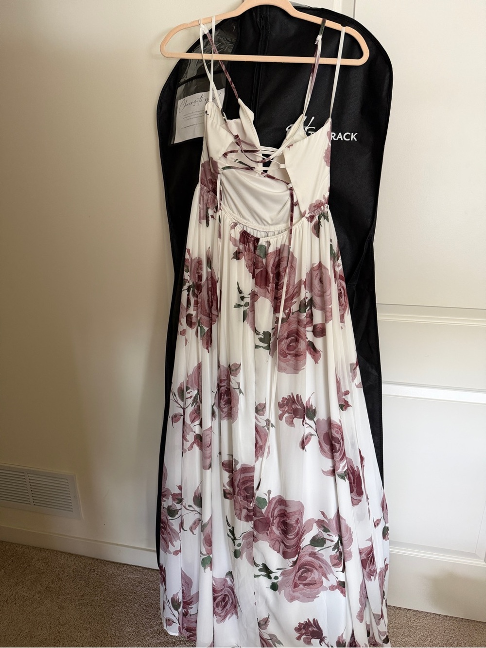Windsor White Maxi Dress with Mauve Rose Print - Picture 2 of 3